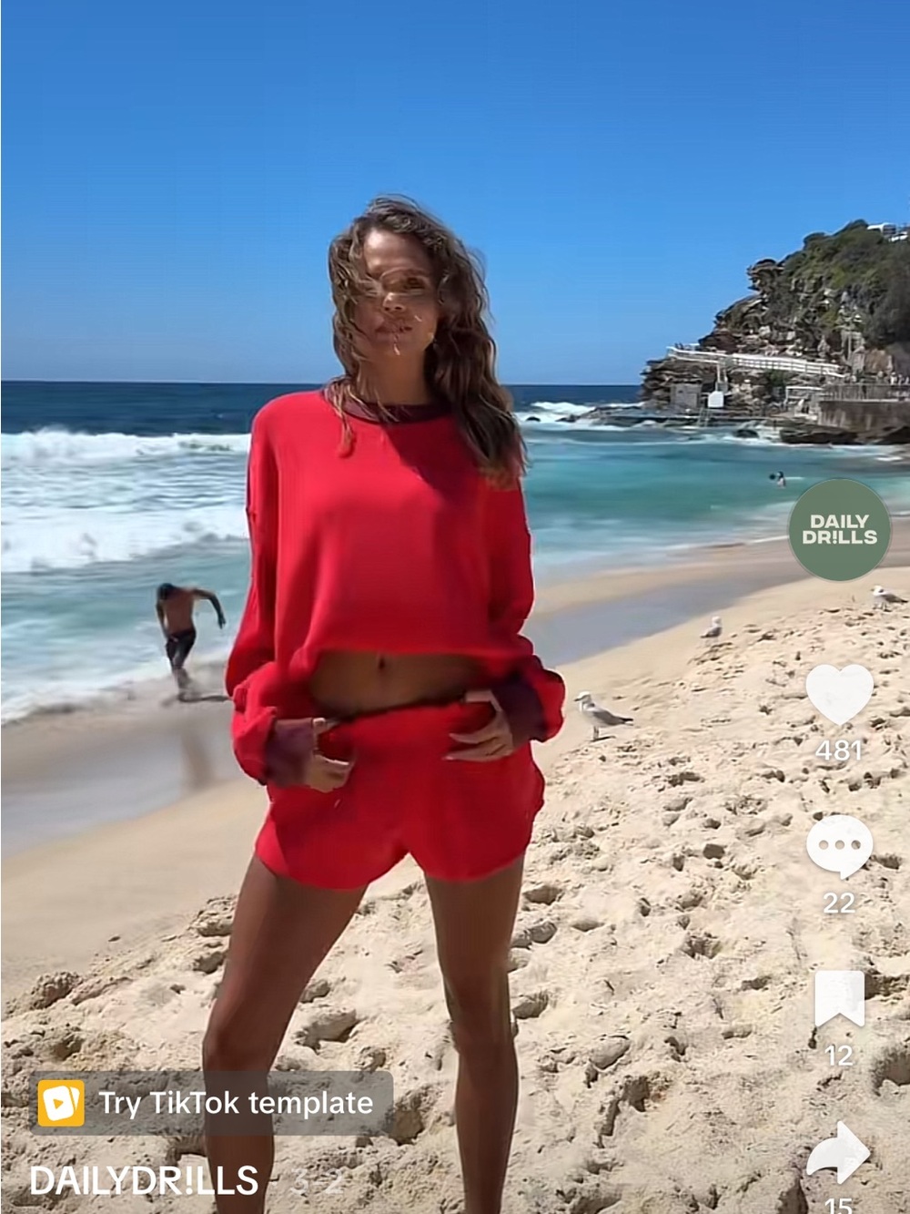 Oversized daily thermal red and maroon